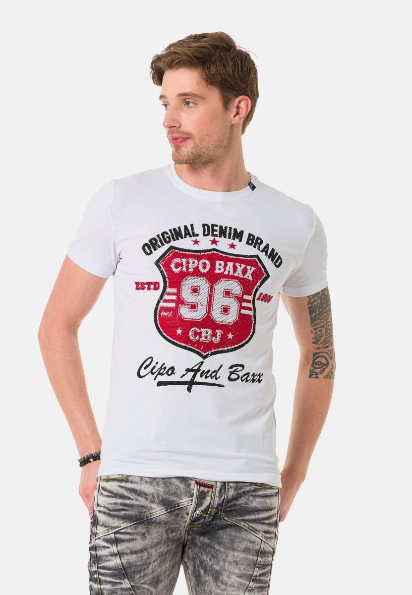 CT670 t-shirt męski z nadrukiem ozdabiany kamieniami