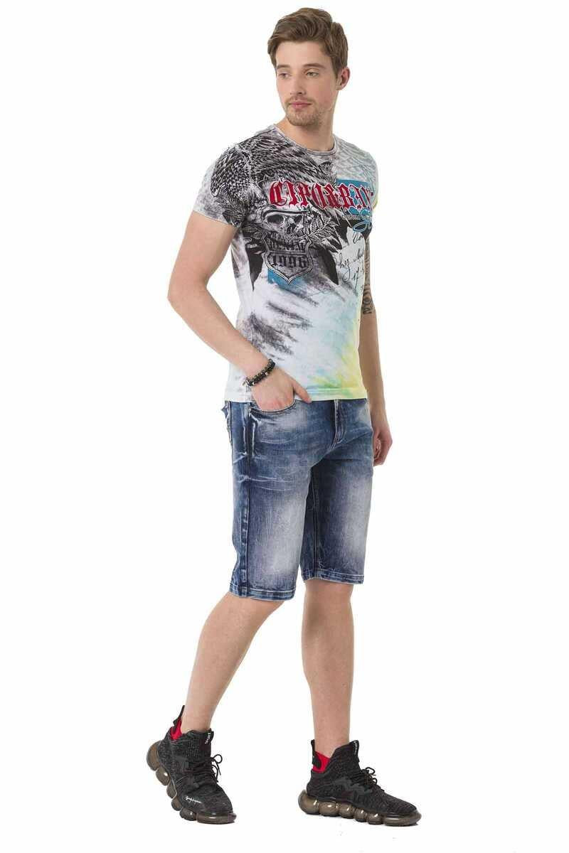 CT684 t-shirt męski z nadrukiem i cieniowaniem