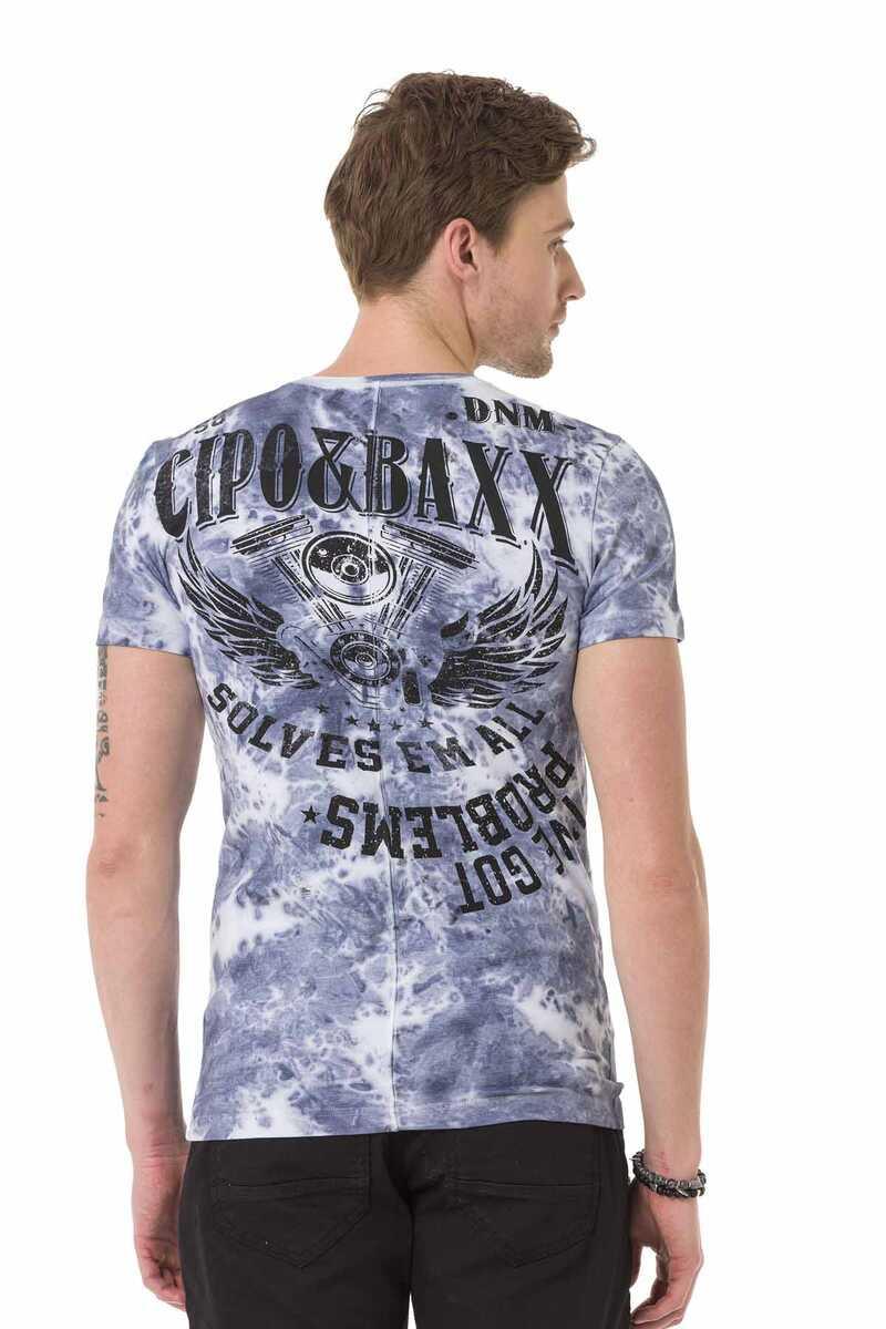 CT687 t-shirt męski z nadrukiem i cieniowaniem