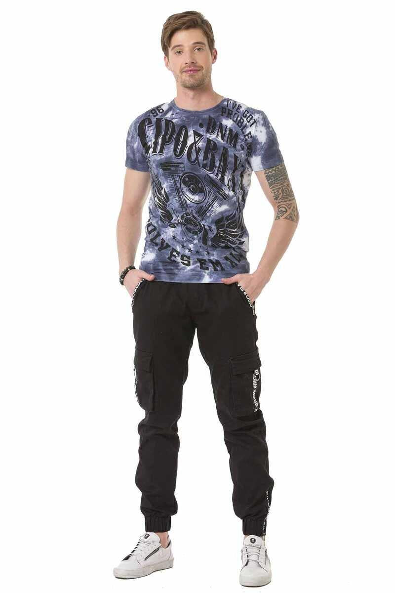 CT687 t-shirt męski z nadrukiem i cieniowaniem