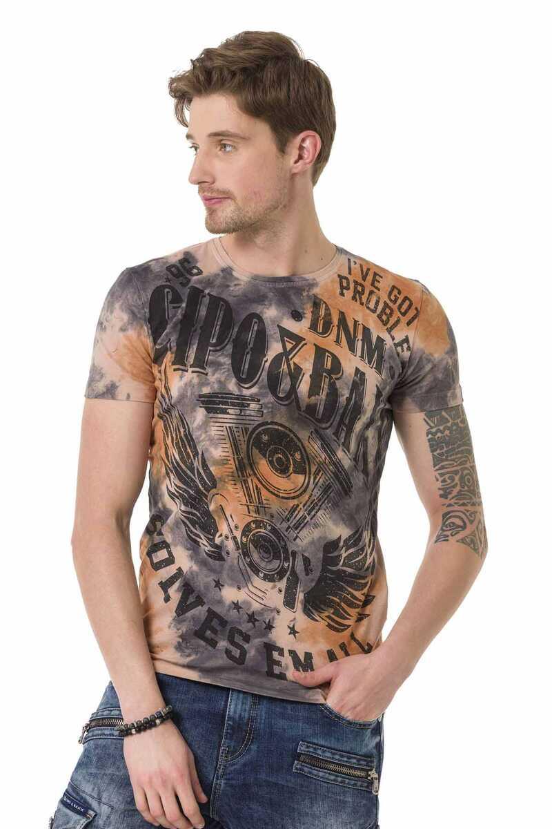 CT687 t-shirt męski z nadrukiem i cieniowaniem