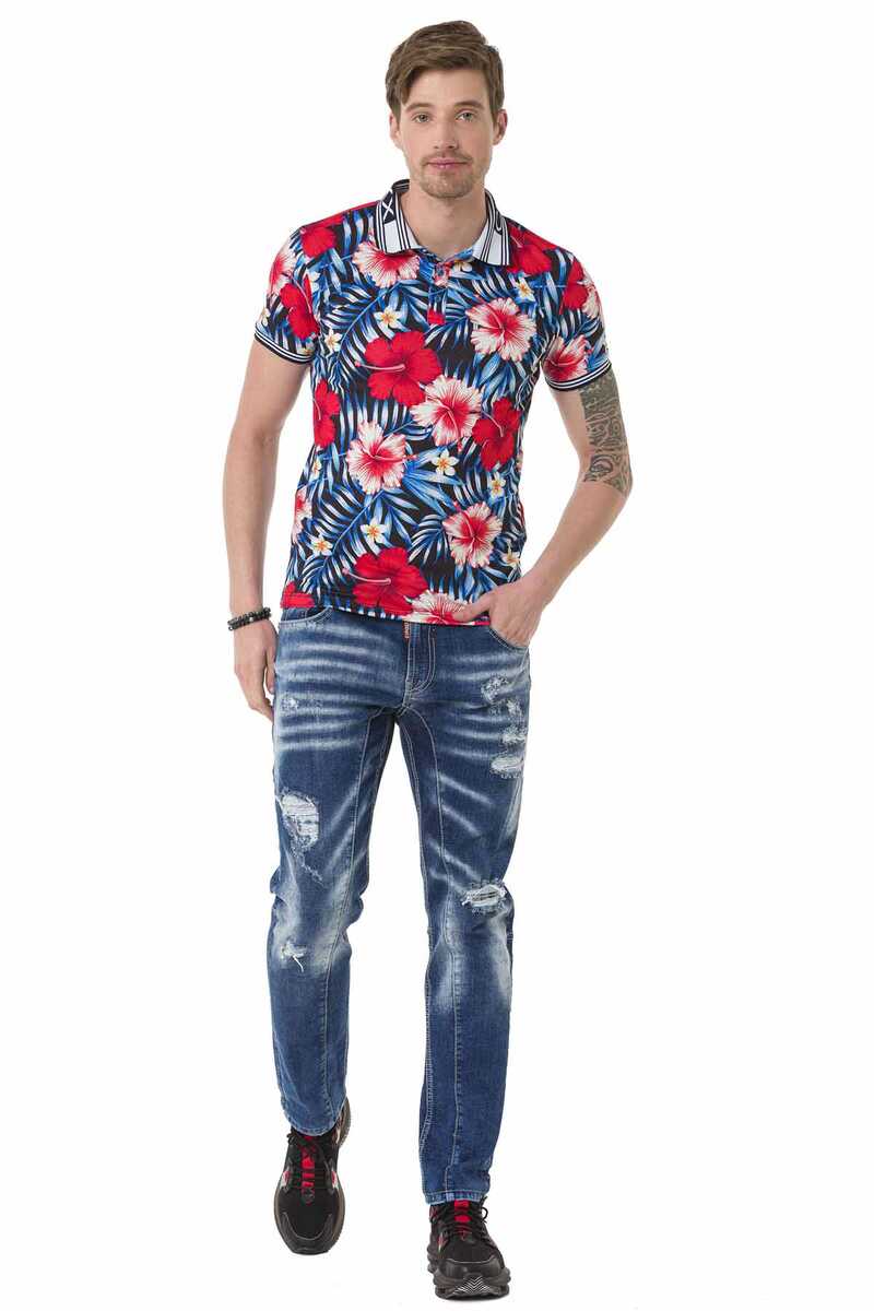 CT698 t-shirt męski z kwiatowym nadrukiem