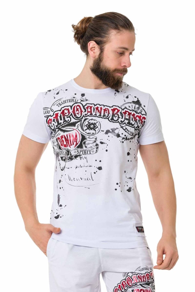 CT713 t-shirt męski z błyszczącymi nadrukami