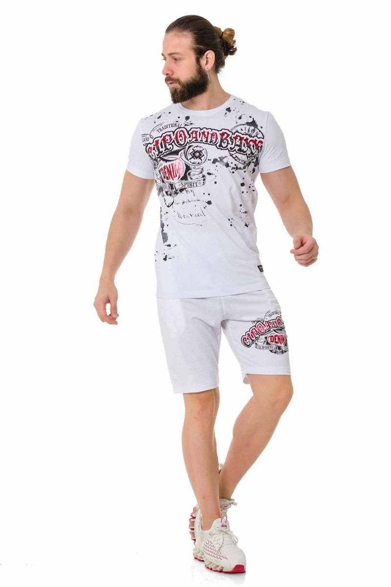 CT713 t-shirt męski z błyszczącymi nadrukami