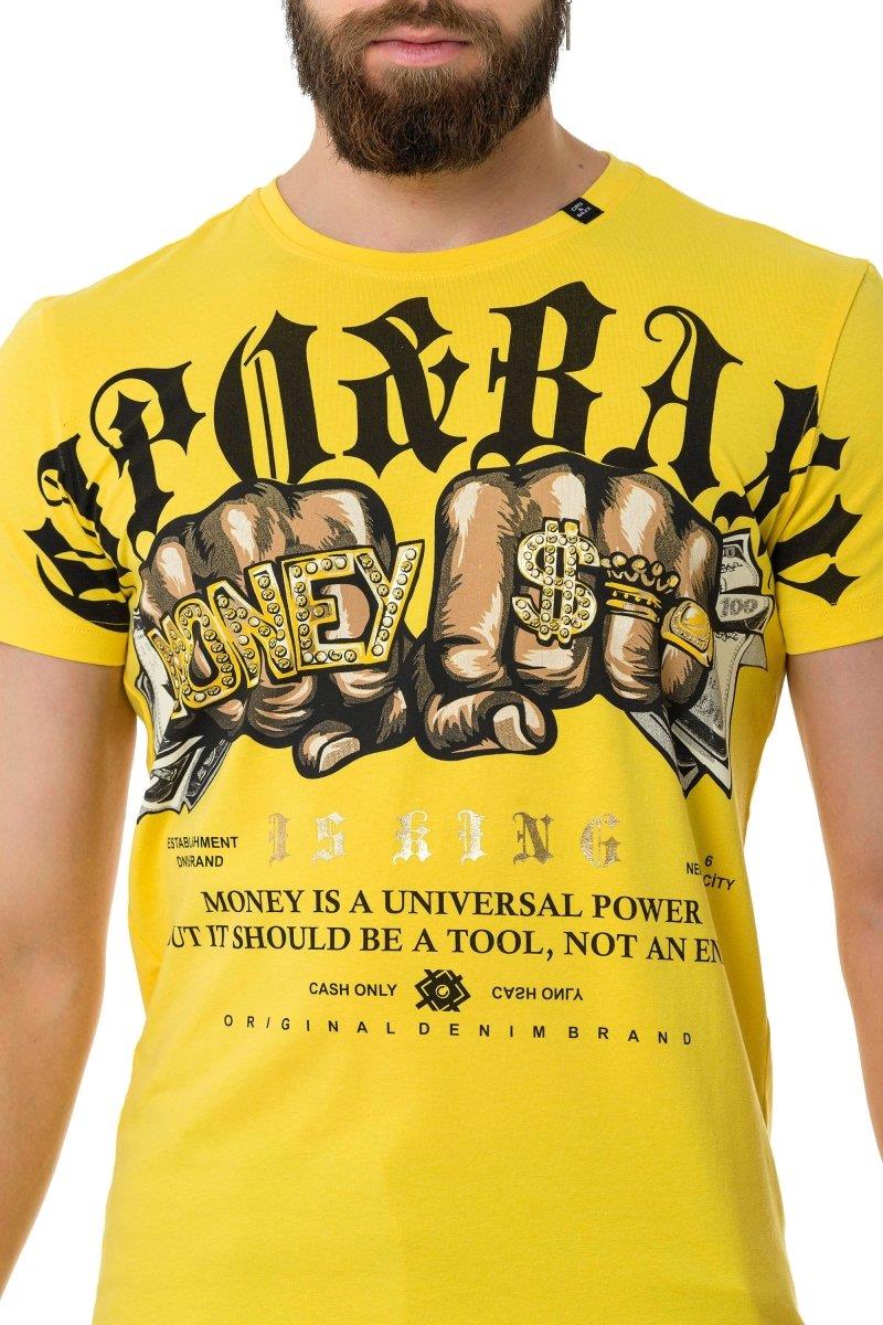 CT714 t-shirt męski z nadrukiem i kamieniami