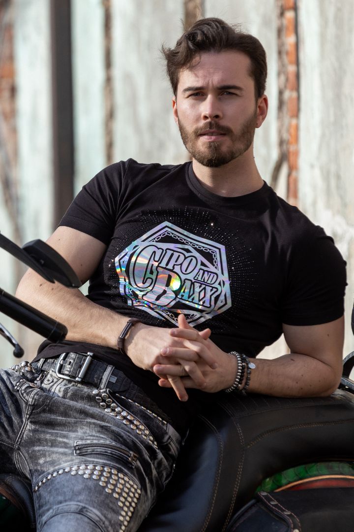 CT720 T-shirt da Uomo con Stampe di Design Olografiche