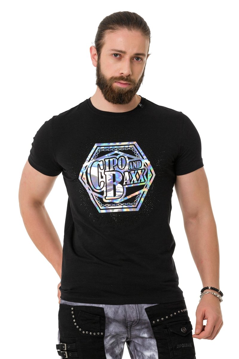 CT720 T-shirt da Uomo con Stampe di Design Olografiche
