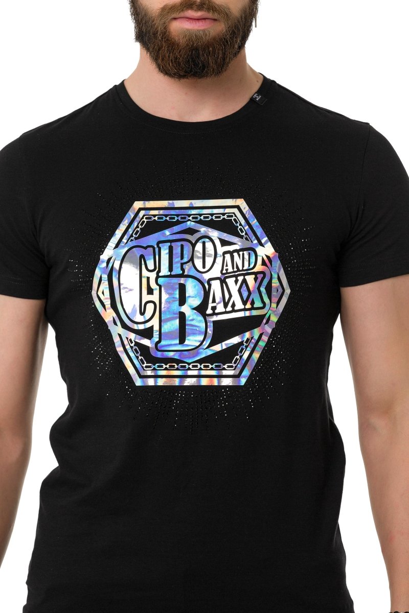 CT720 T-shirt da Uomo con Stampe di Design Olografiche