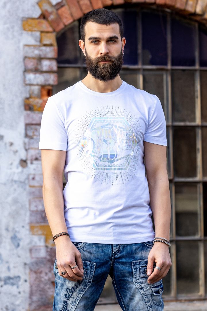CT720 T-shirt da Uomo con Stampe di Design Olografiche