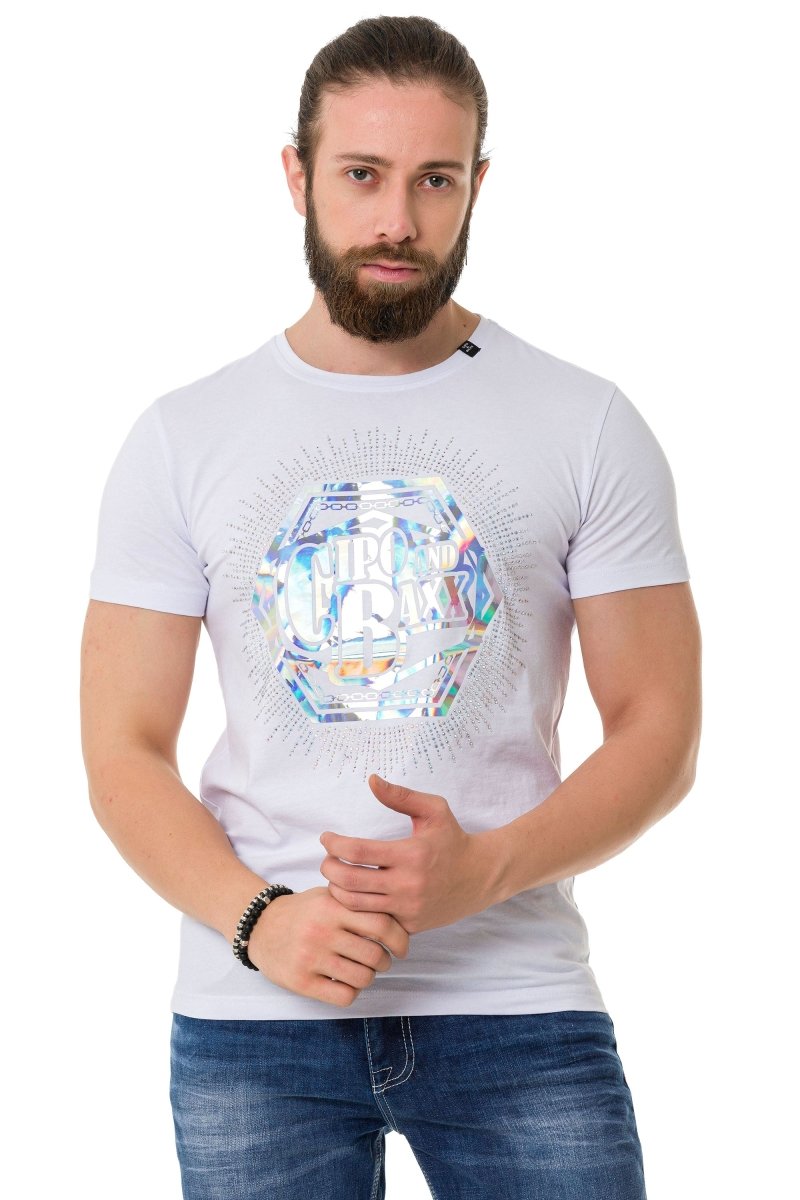 CT720 T-shirt da Uomo con Stampe di Design Olografiche