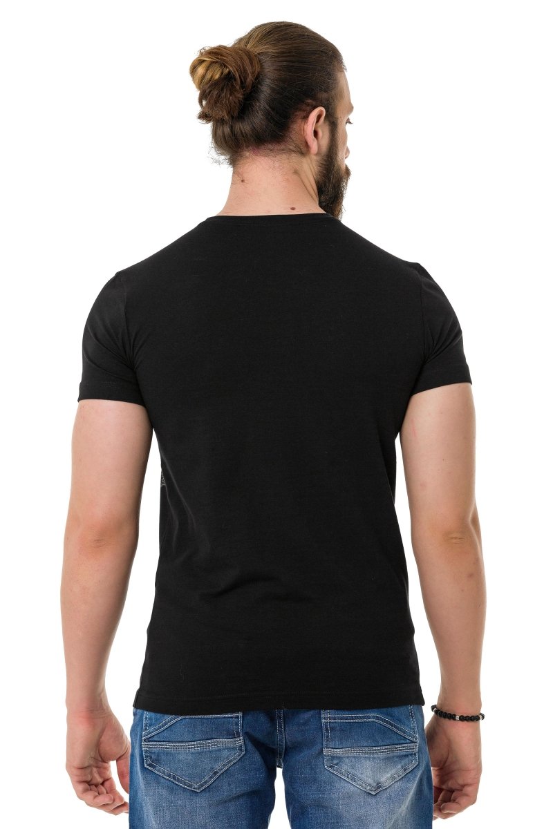 CT729 t-shirt męski z nadrukiem i kamieniami