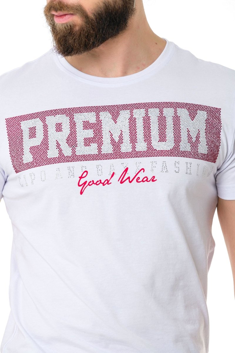 CT732 t-shirt z napisem z kamieni