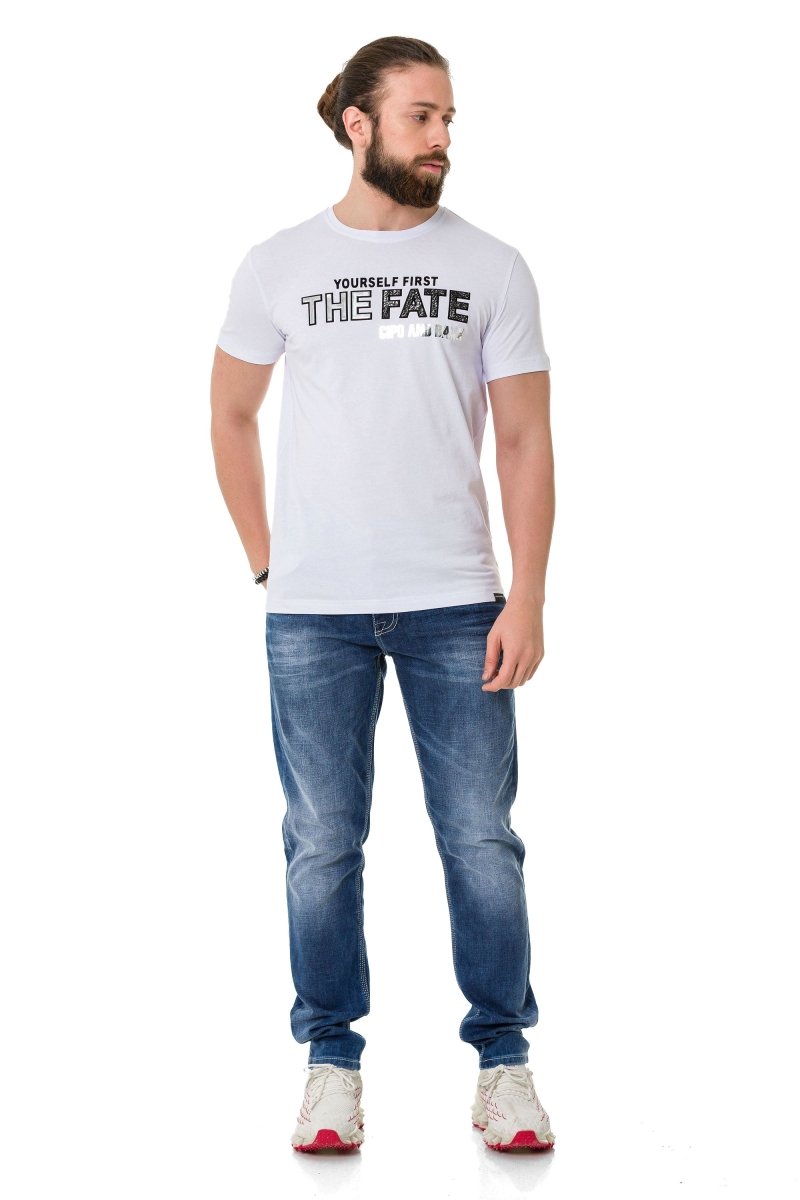 CT735 t-shirt męski z tłoczonym nadrukiem
