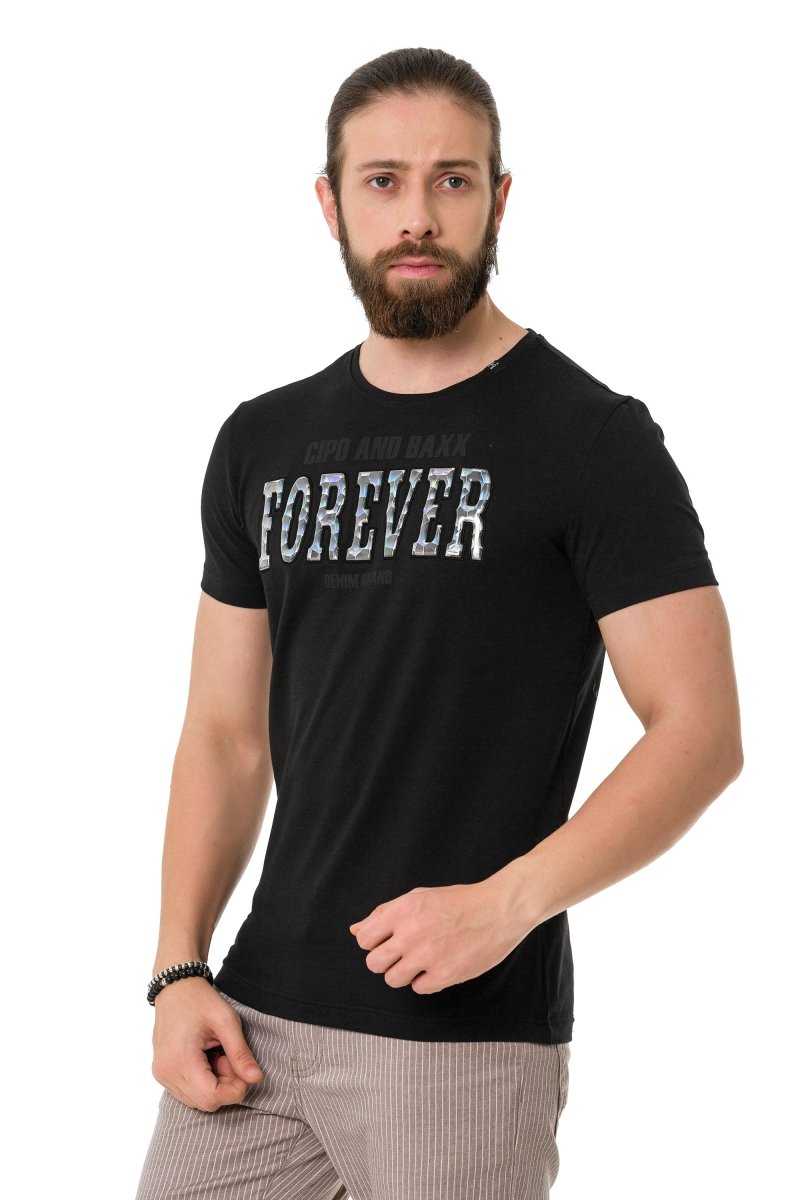 CT736 T-shirt da Uomo con Scritta Lucida