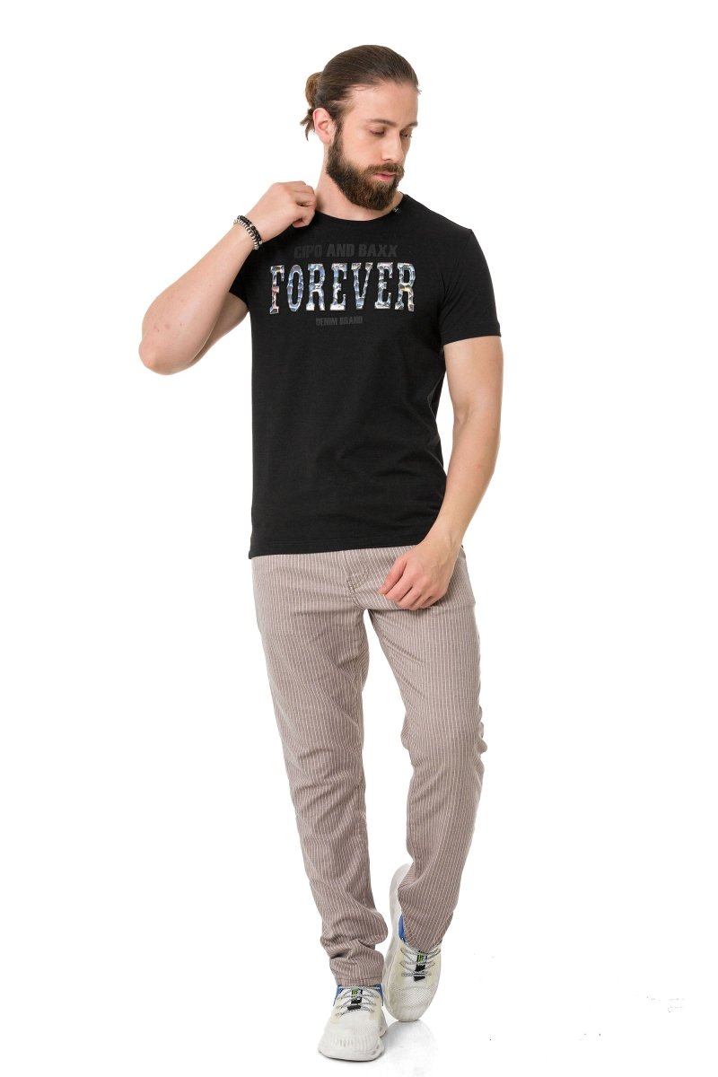CT736 T-shirt masculin avec lettrage brillant et en forme