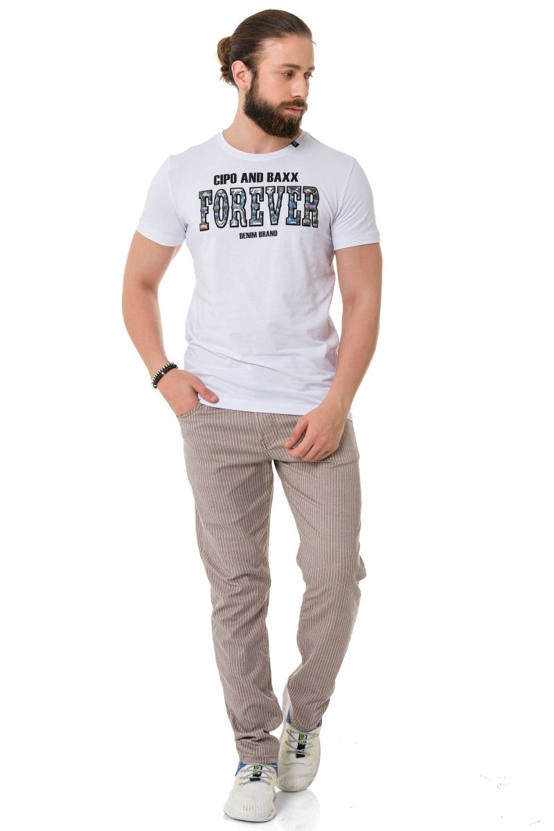CT736 T-shirt masculin avec lettrage brillant et en forme