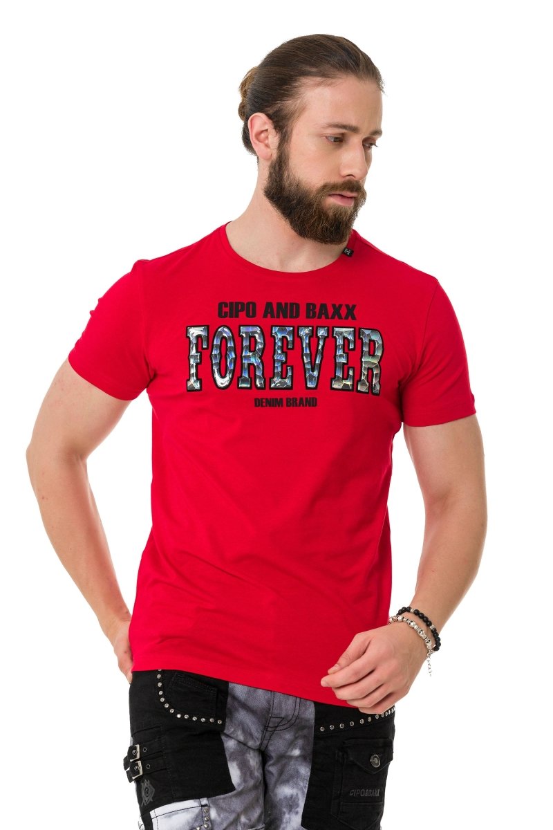 CT736 T-shirt masculin avec lettrage brillant et en forme