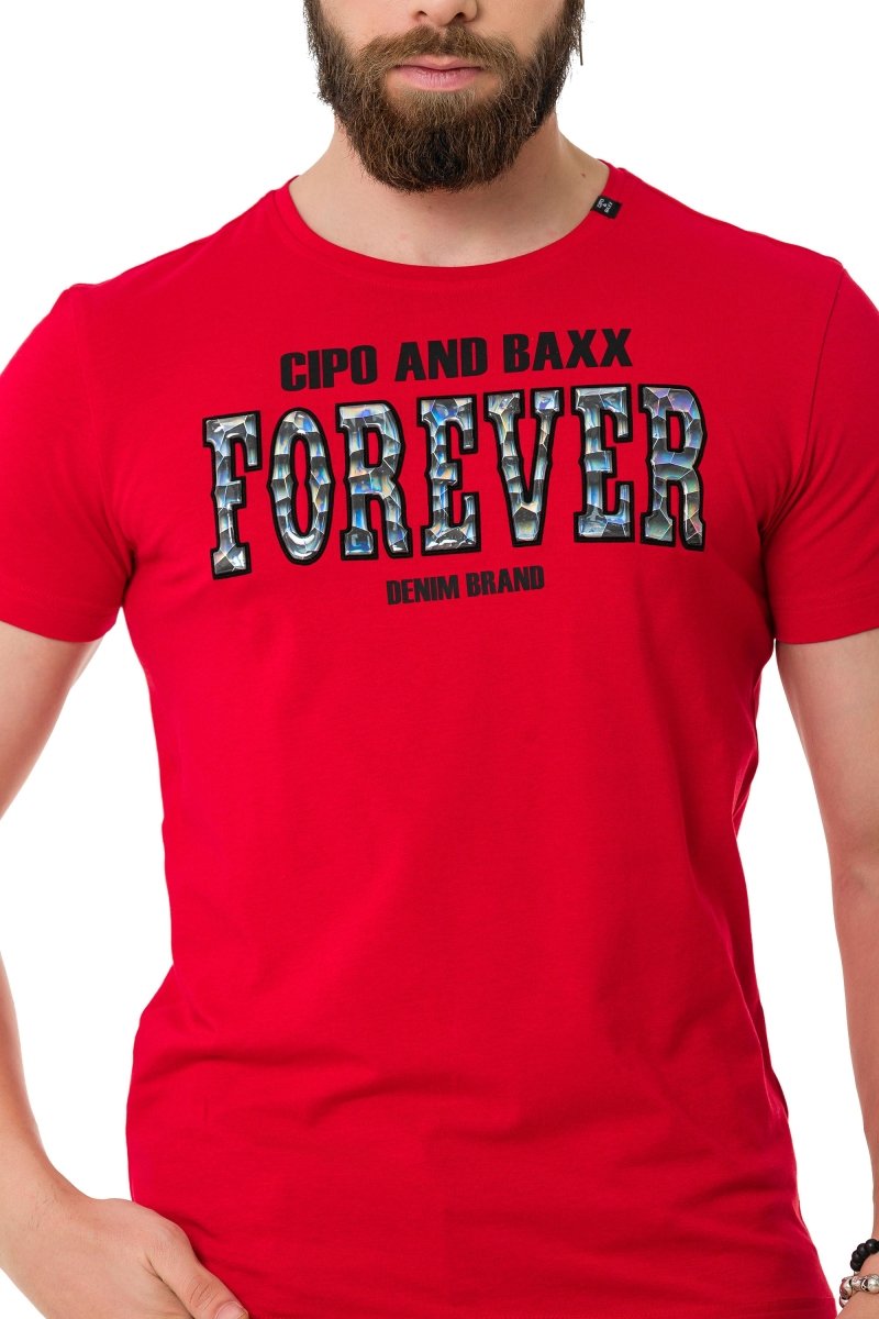 CT736 T-shirt masculin avec lettrage brillant et en forme