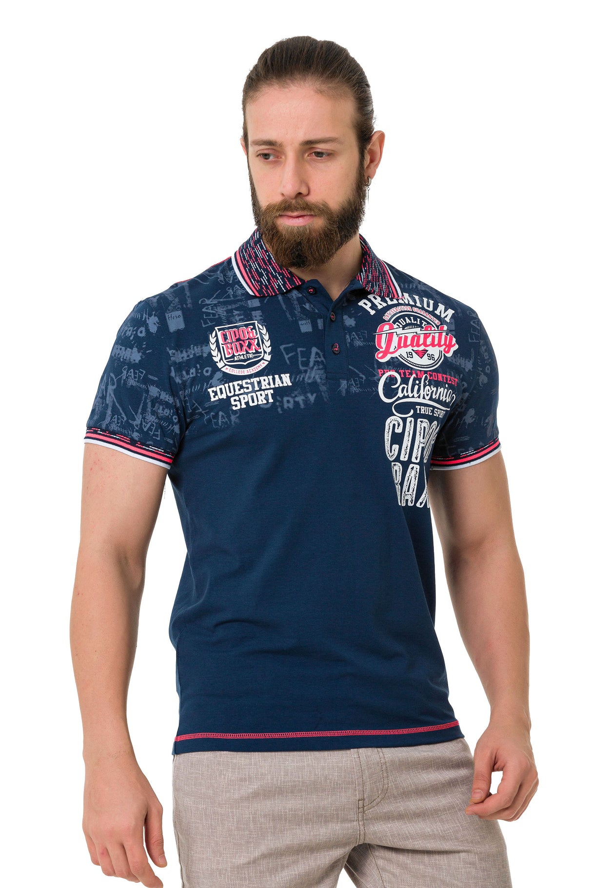 CT738 Herren Poloshirt mit Trendigem Print