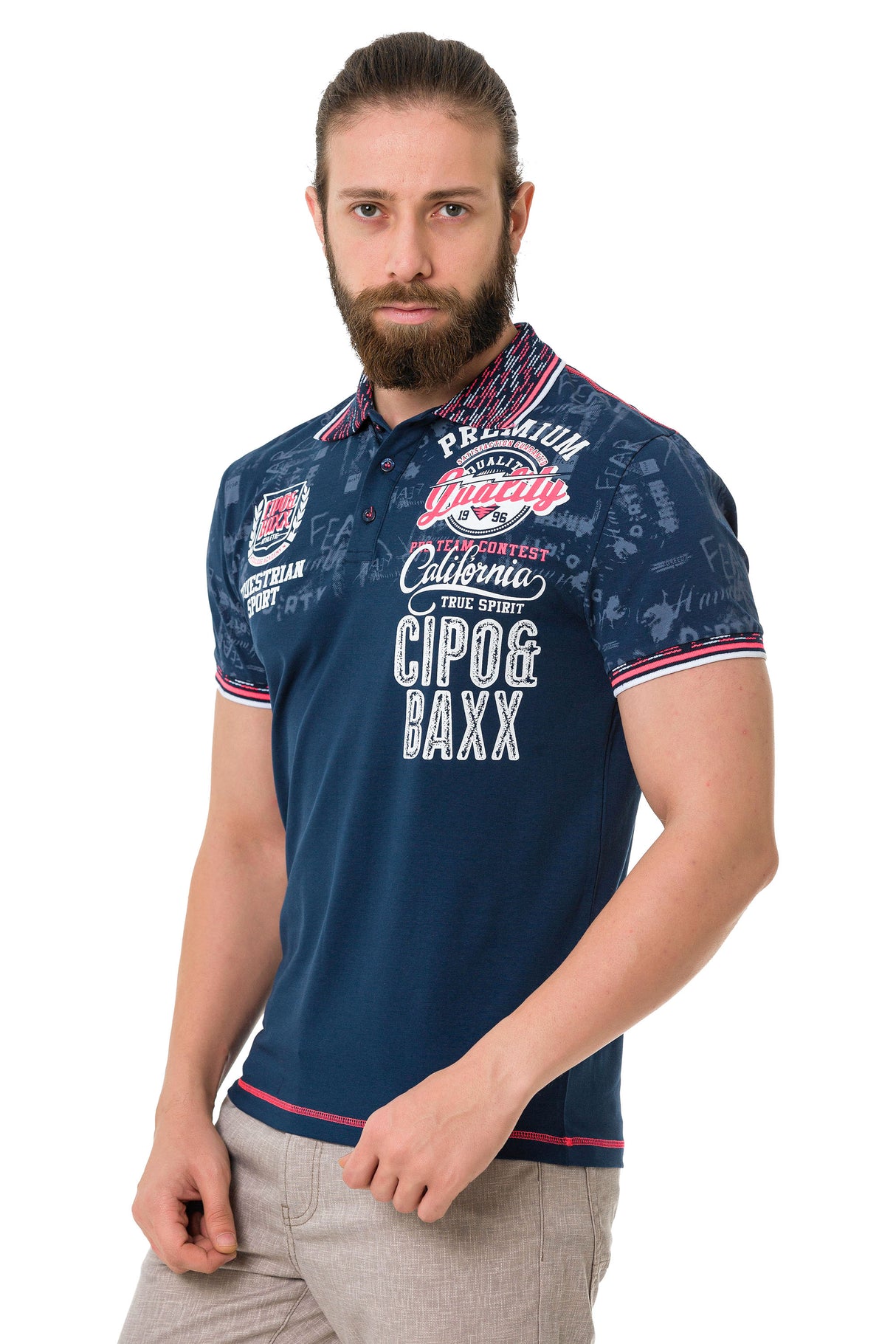 CT738 Herren Poloshirt mit Trendigem Print