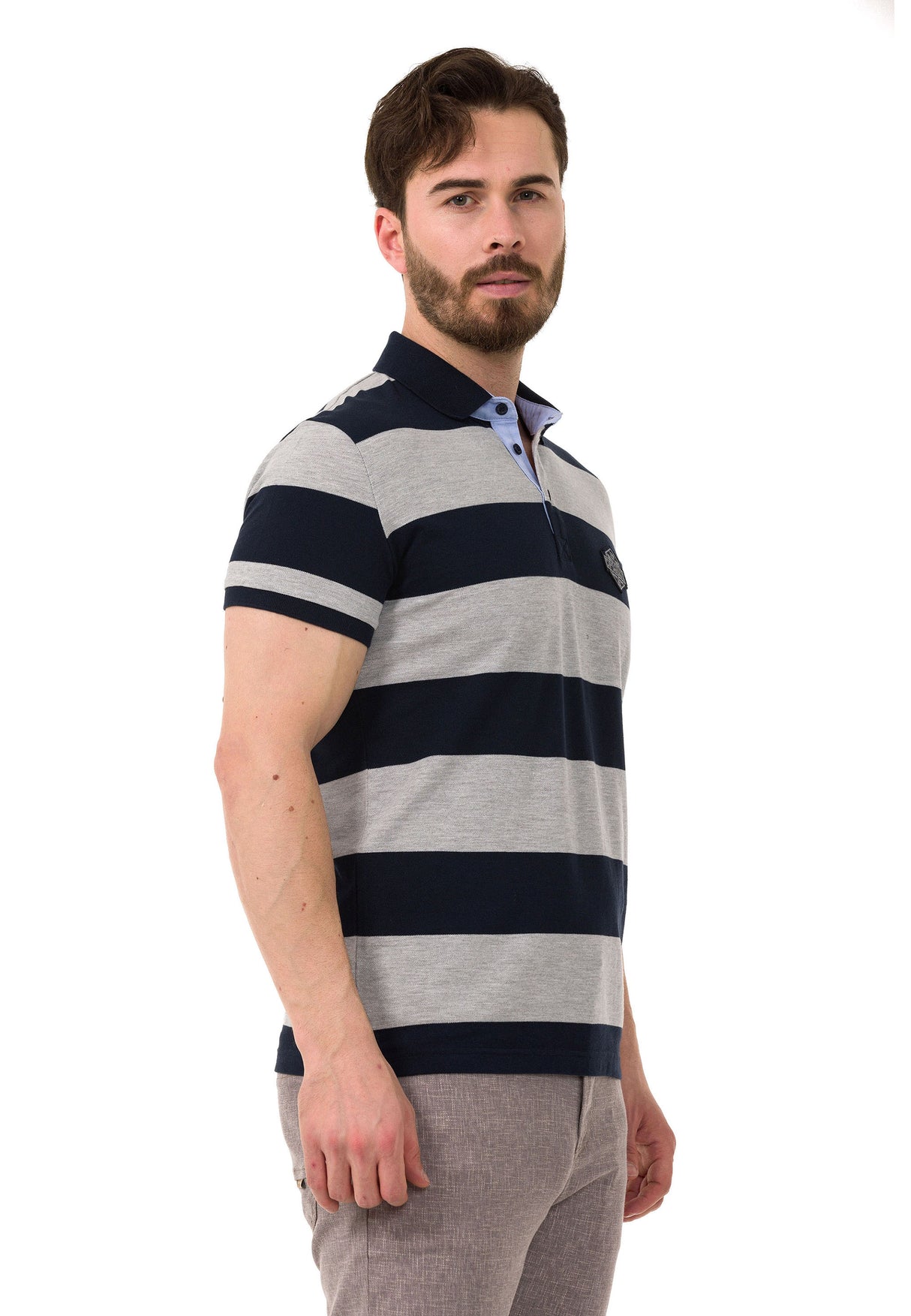 CT741 t-shirt polo w pasy
