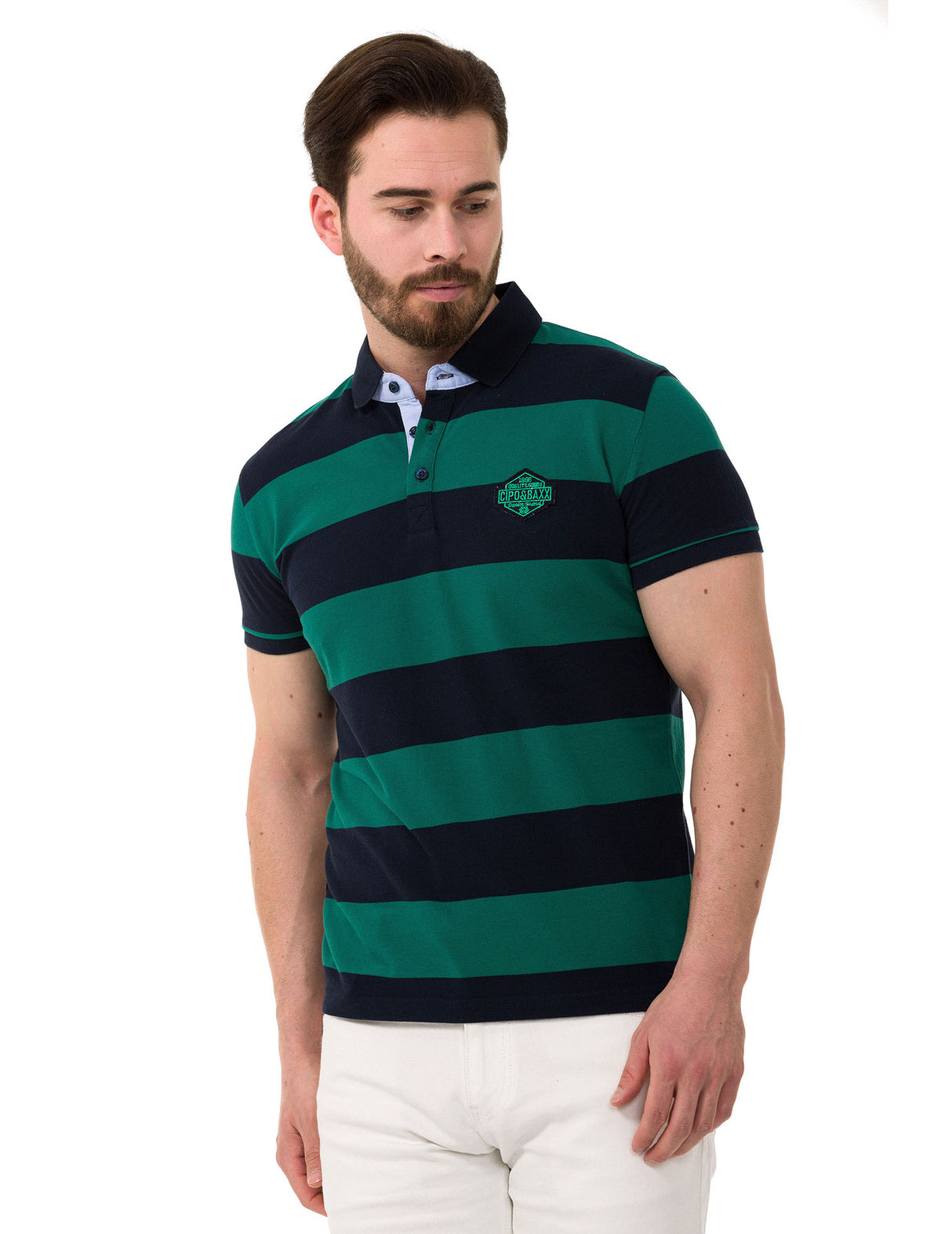 CT741 t-shirt polo w pasy