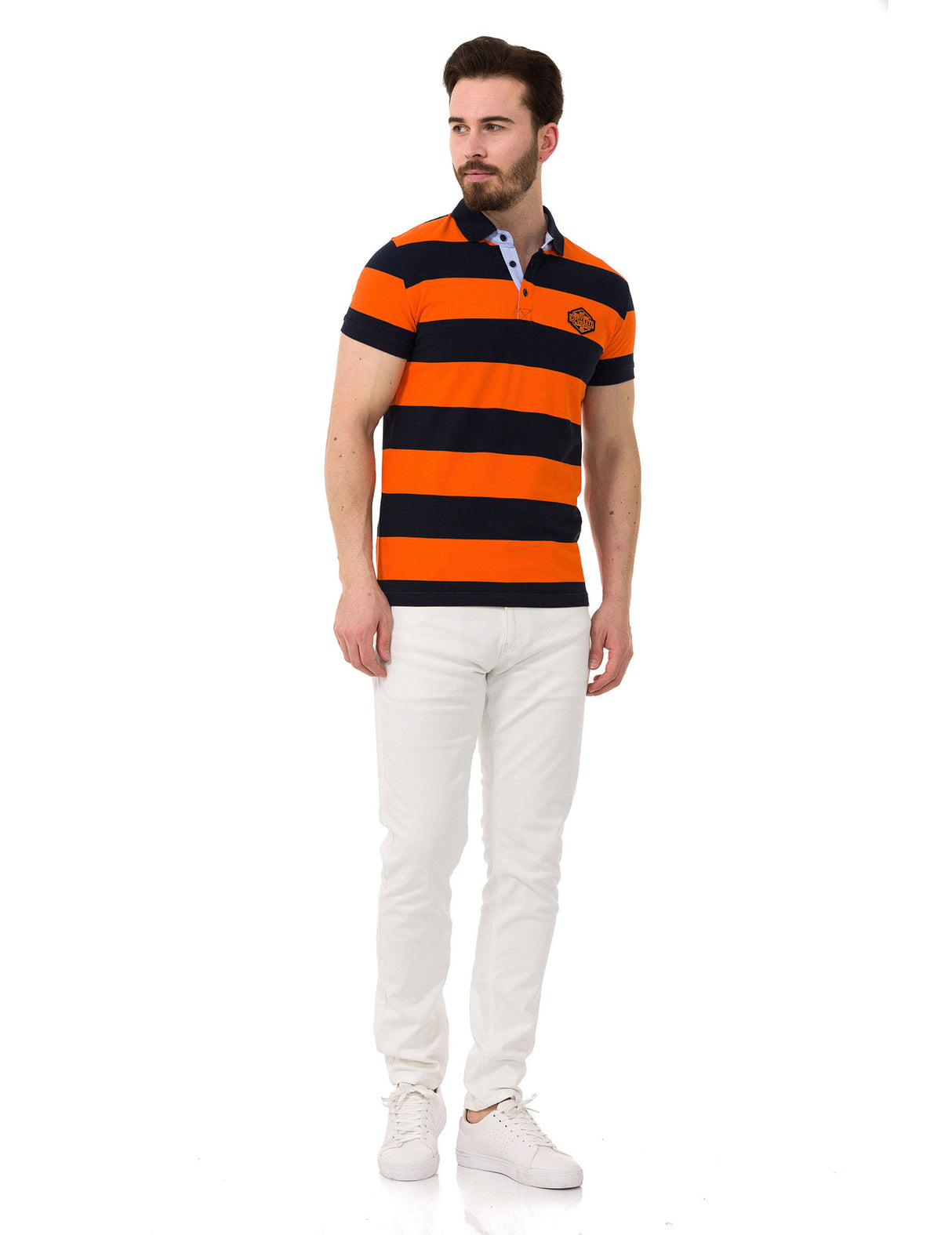 CT741 t-shirt polo w pasy
