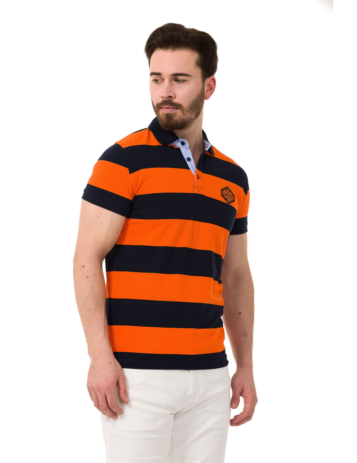 CT741 t-shirt polo w pasy