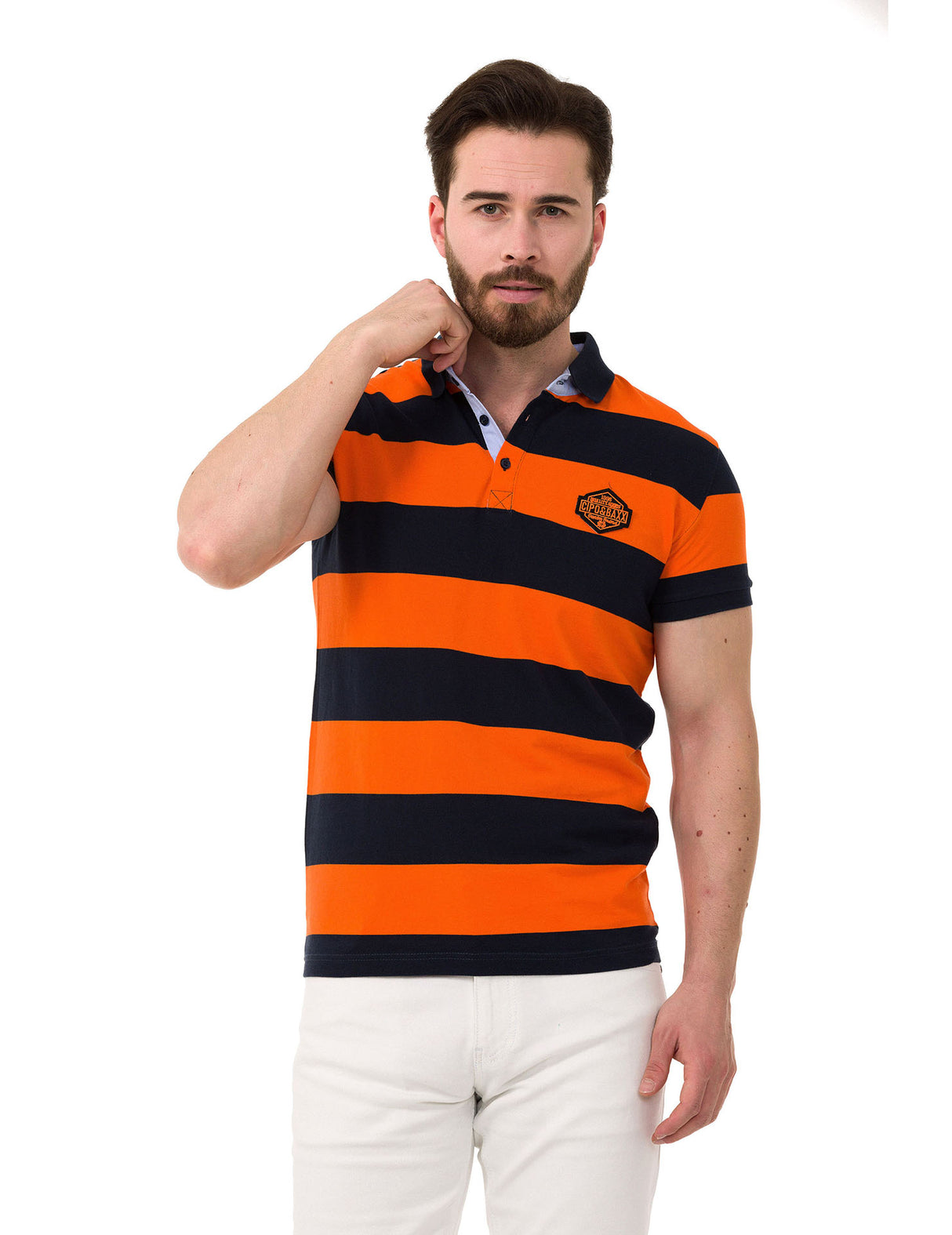 CT741 t-shirt polo w pasy