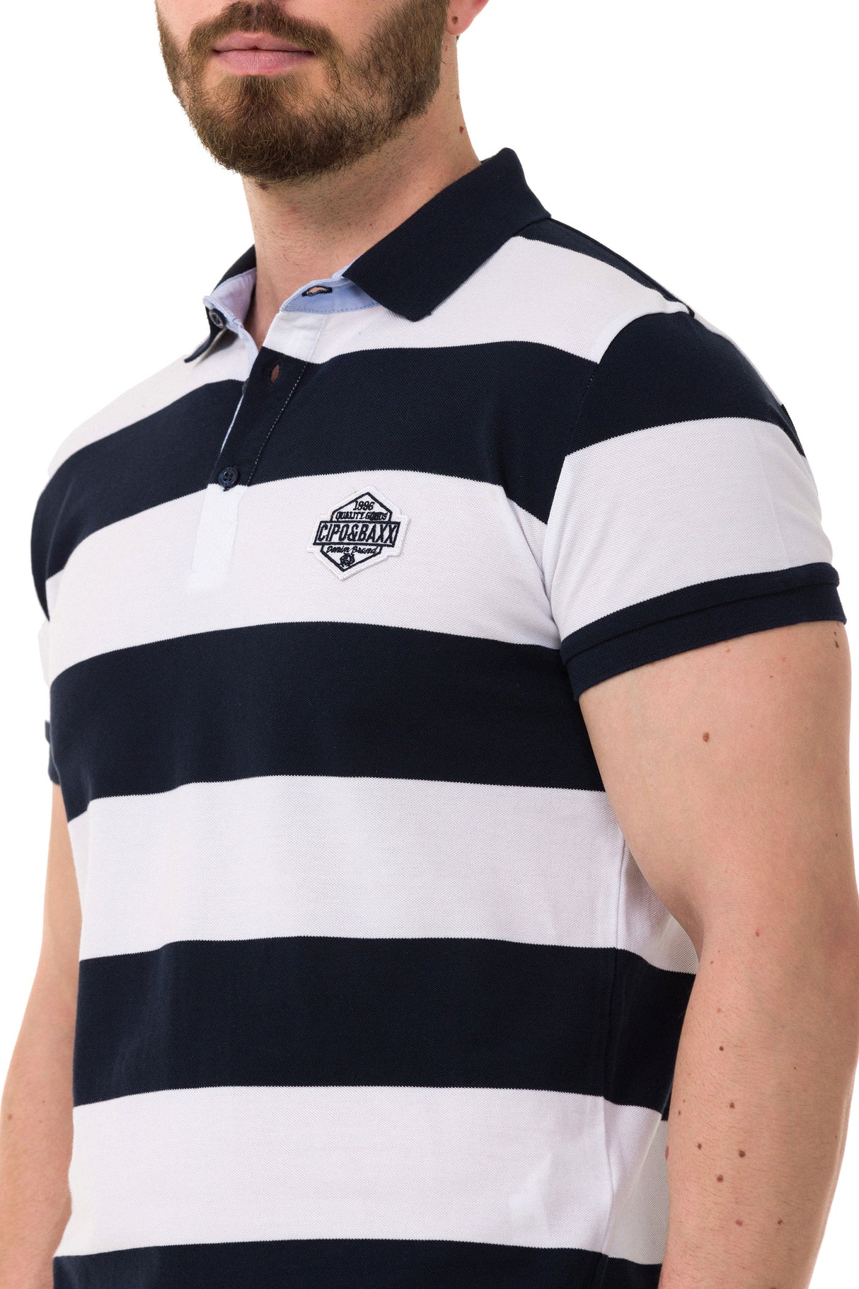 CT741 t-shirt polo w pasy