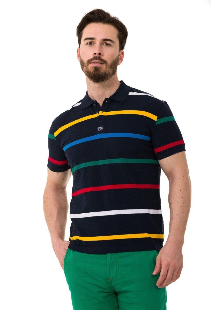 CT749 t-shirt męski polo w paski