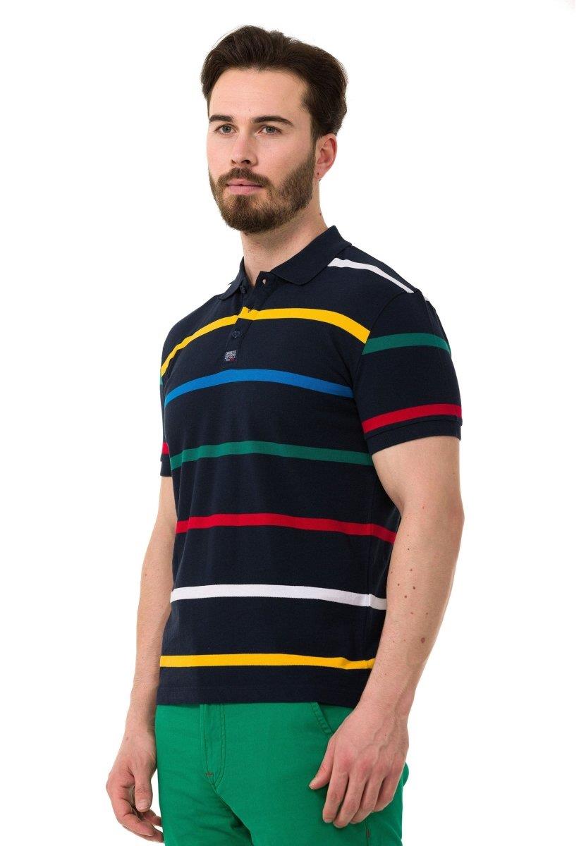 CT749 t-shirt męski polo w paski