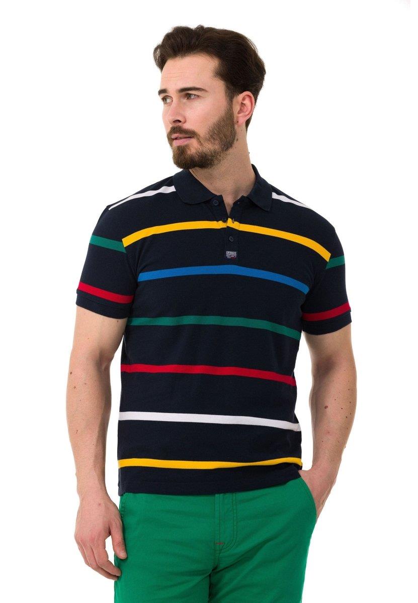 CT749 t-shirt męski polo w paski