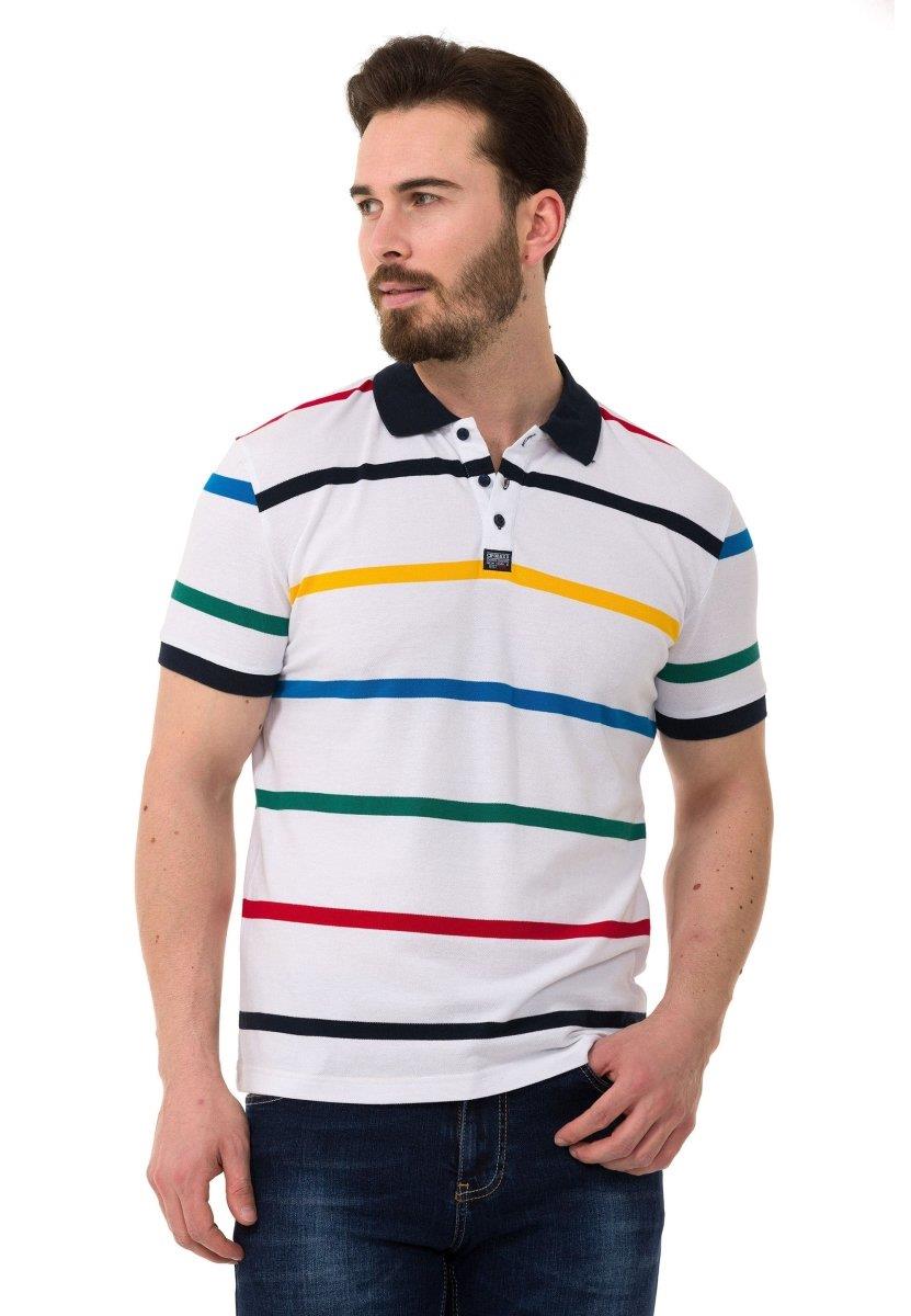 CT749 t-shirt męski polo w paski