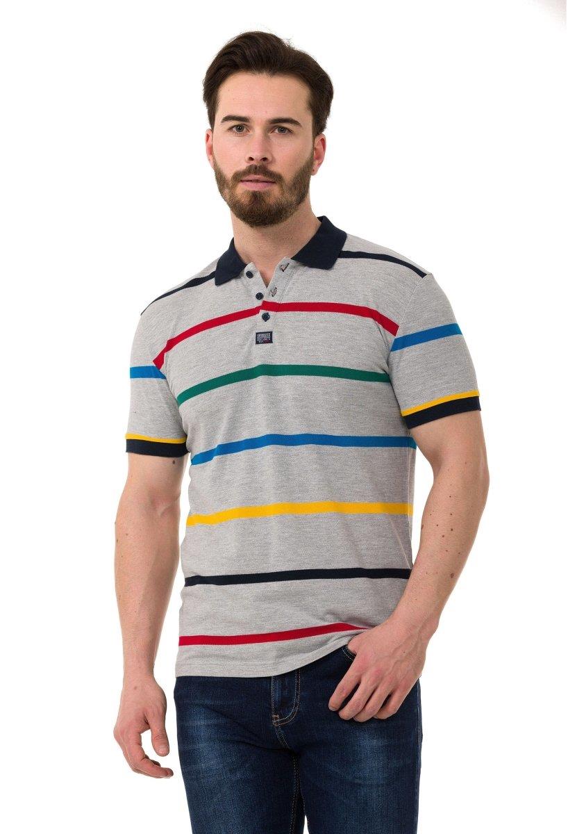 CT749 t-shirt męski polo w paski