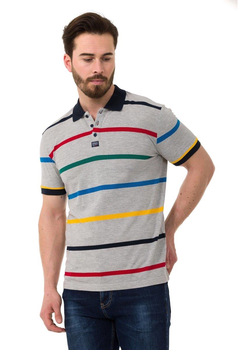 CT749 t-shirt męski polo w paski