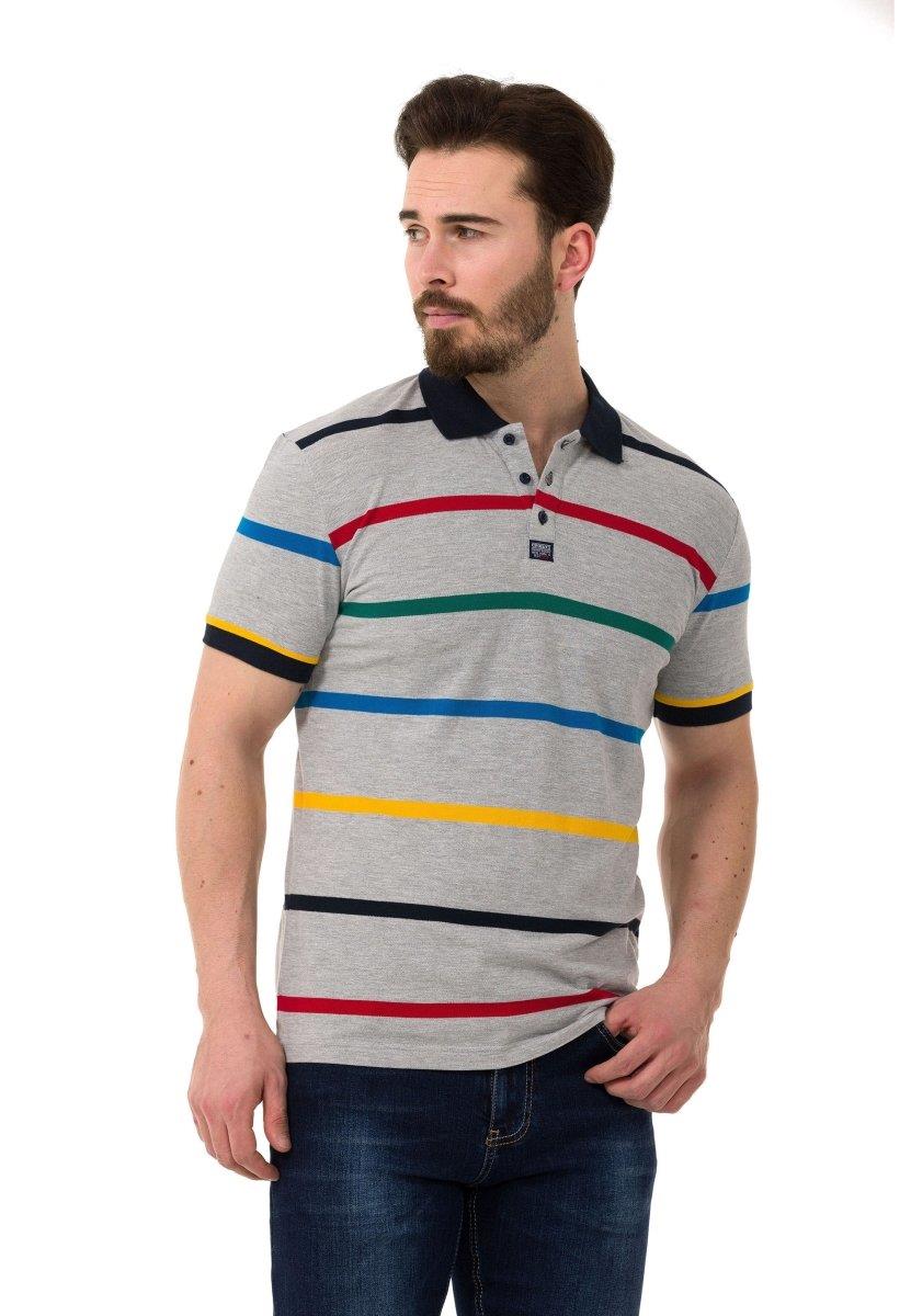 CT749 t-shirt męski polo w paski