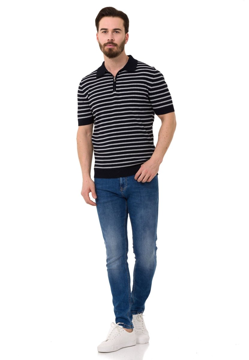 CT751 t-shirt męski polo w paski