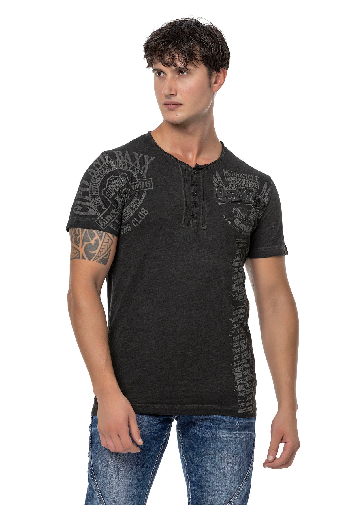 CT789 Men Crew Neck Biker T-shirt
