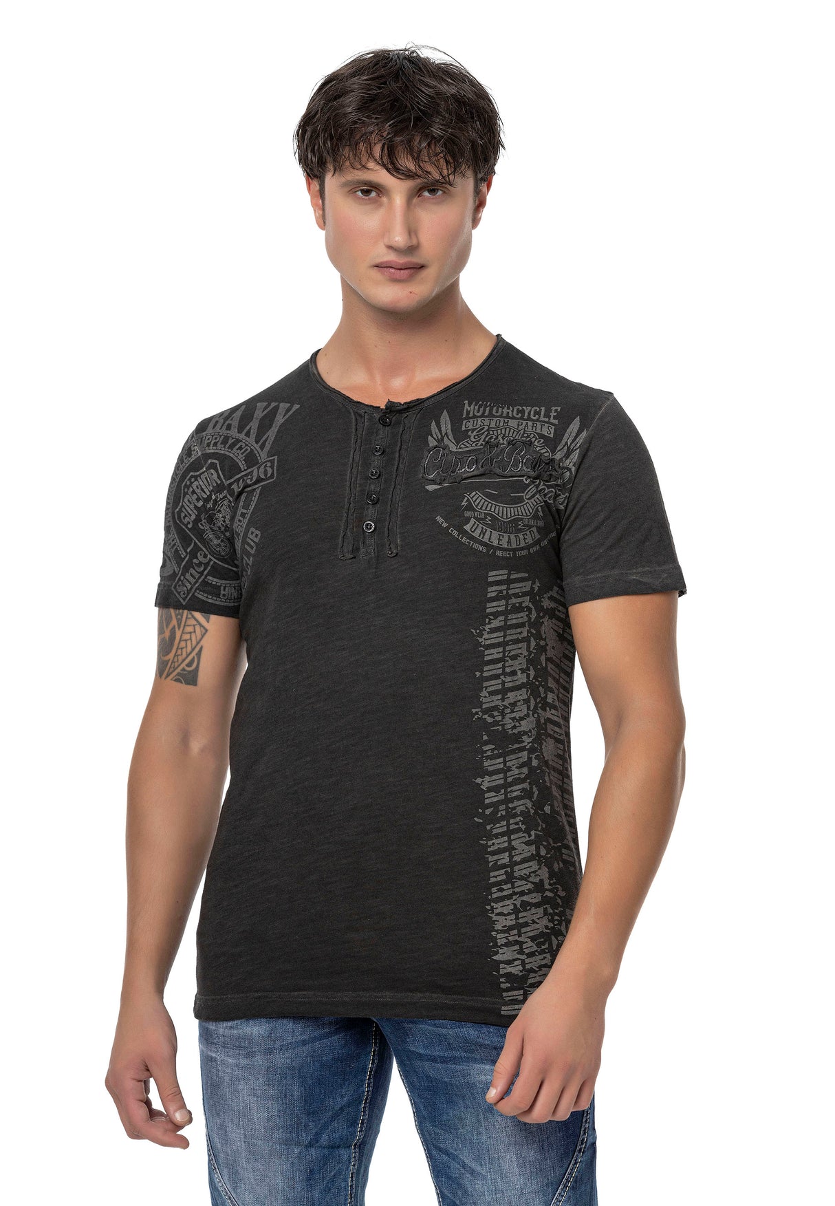 CT789 Men Crew Neck Biker T-shirt