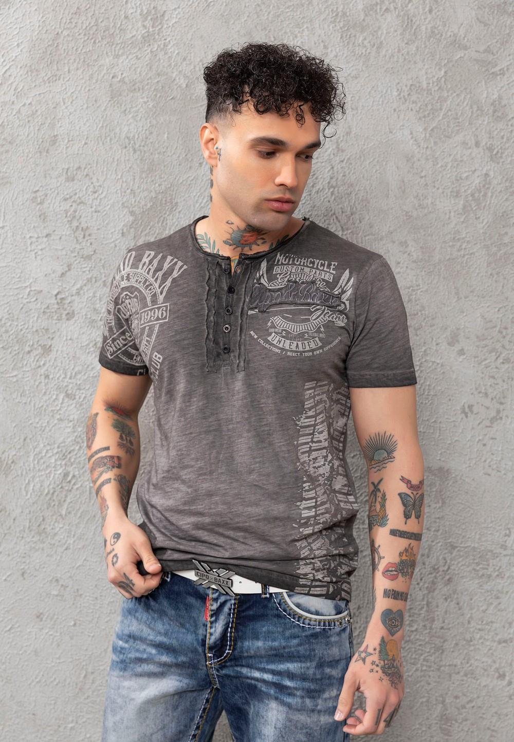 CT789 Men Crew Neck Biker T-shirt