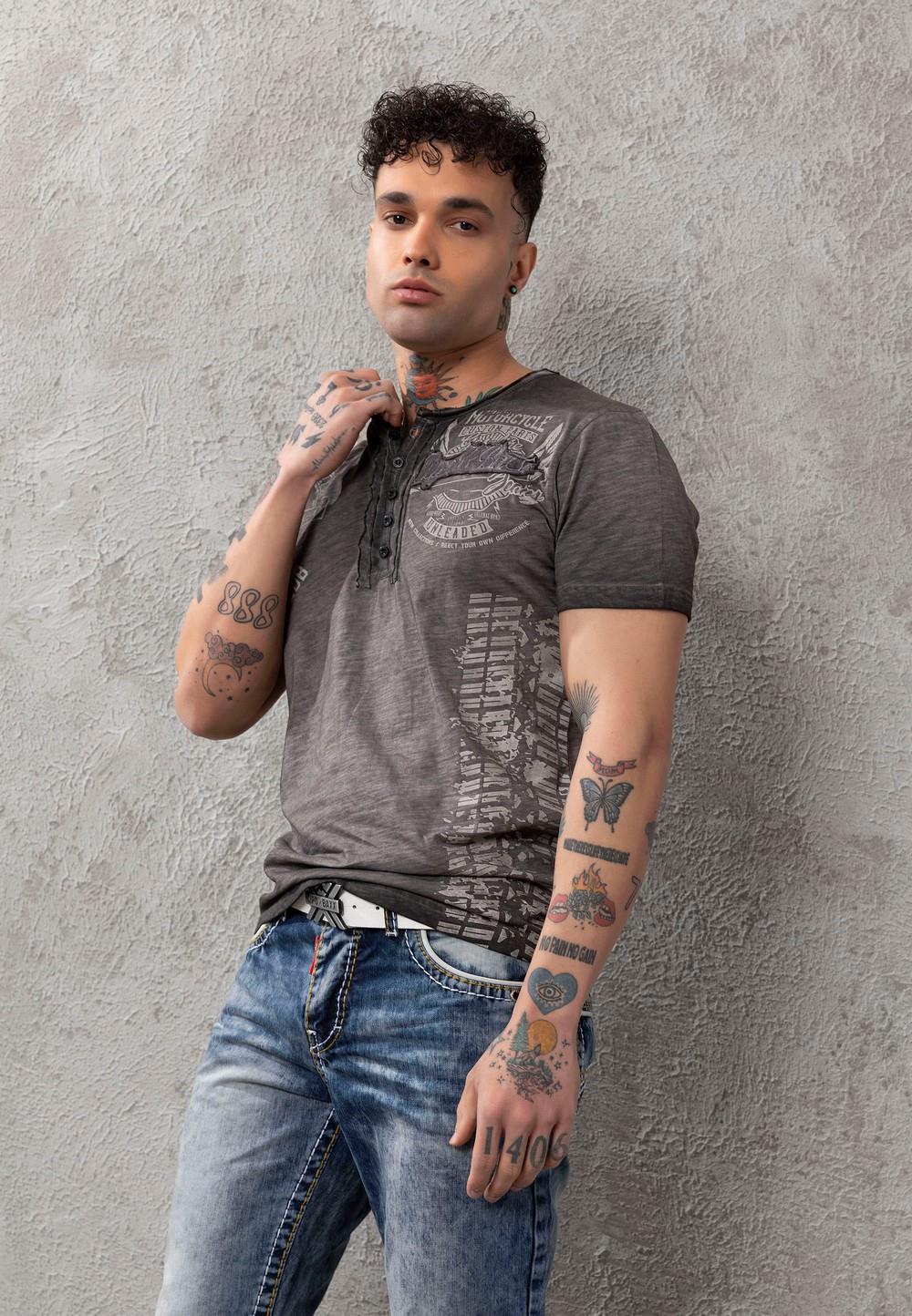 CT789 Men Crew Neck Biker T-shirt