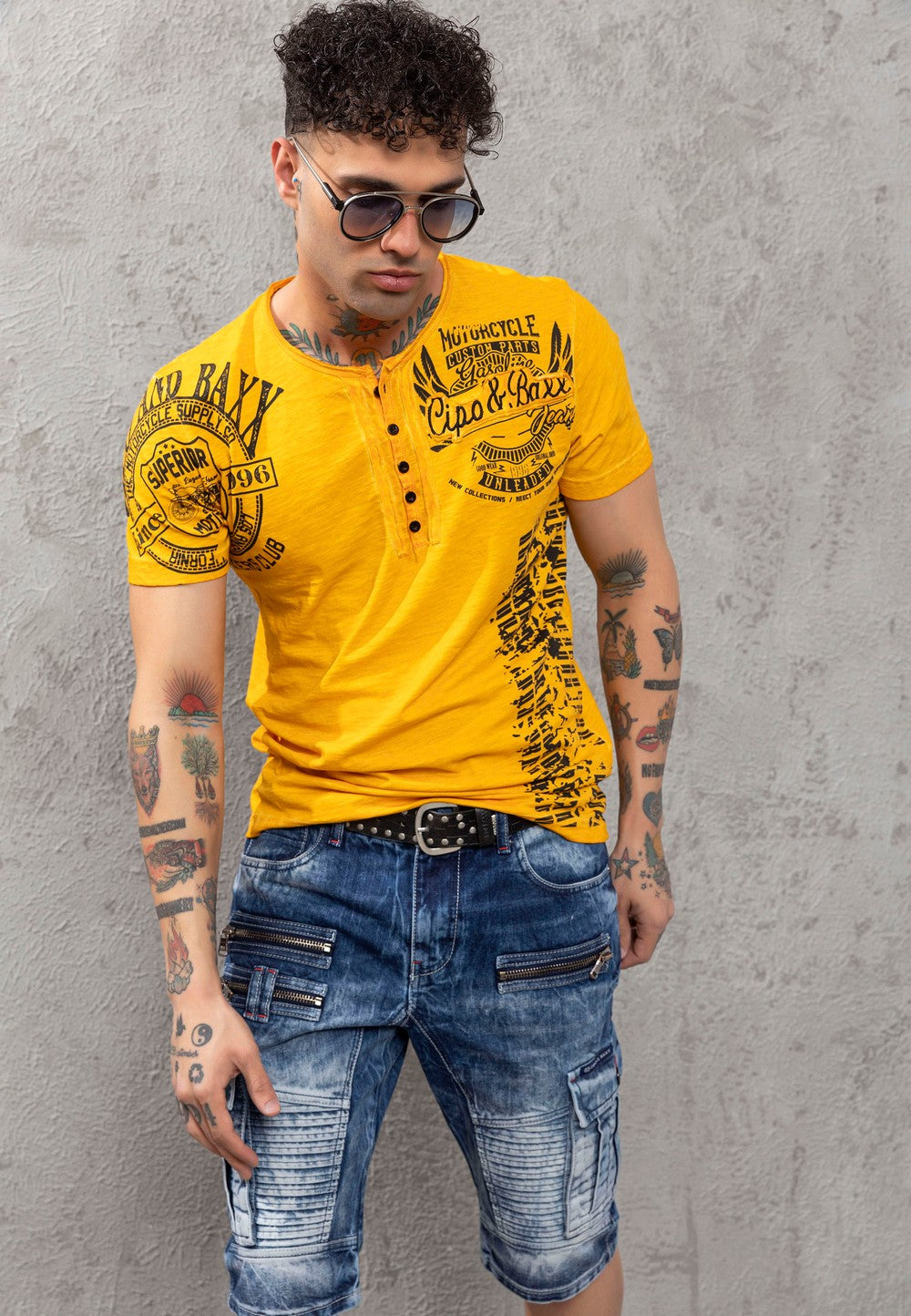 CT789 Men Crew Neck Biker T-shirt