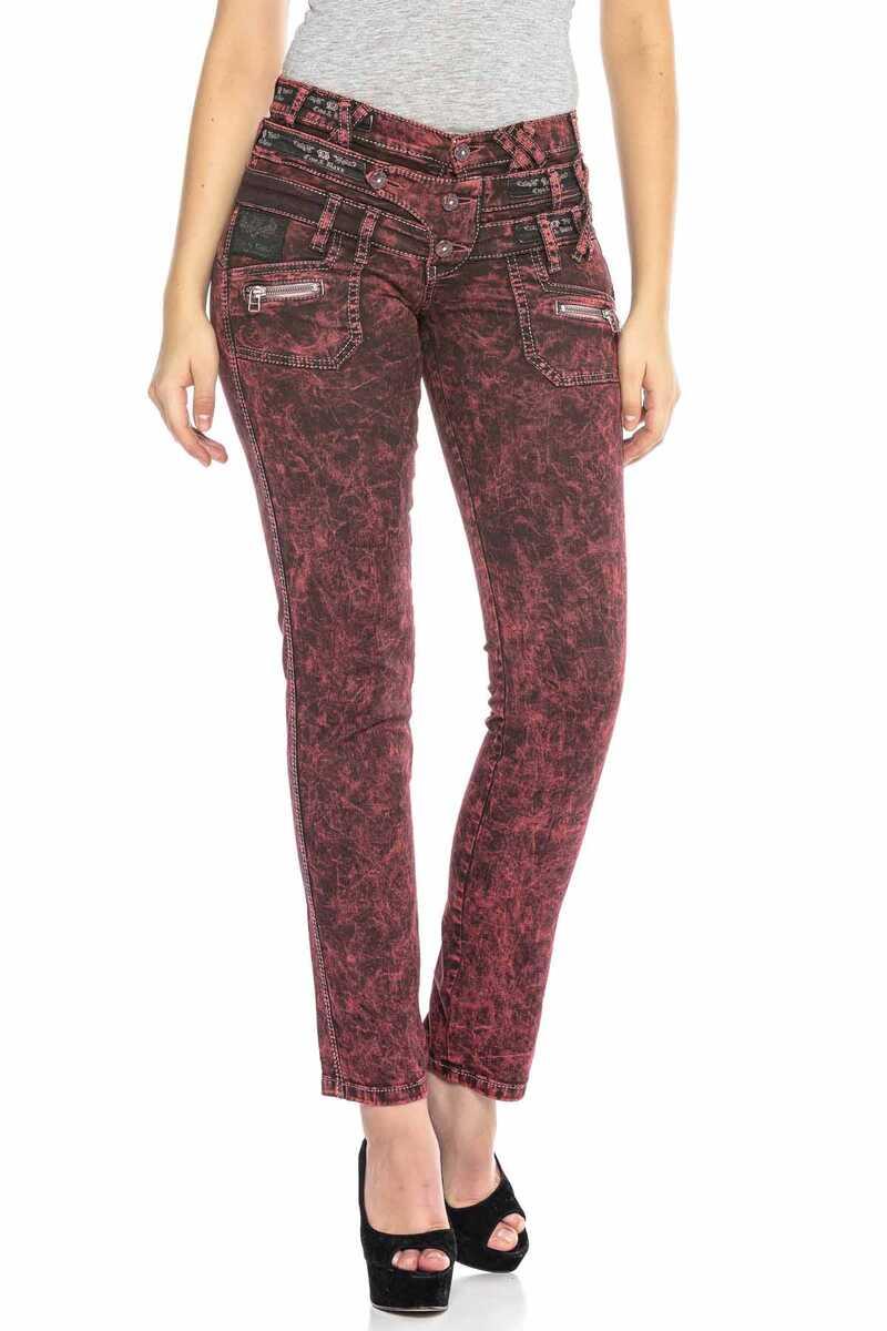 WD418 jeansy damskie z potrójnym stanem