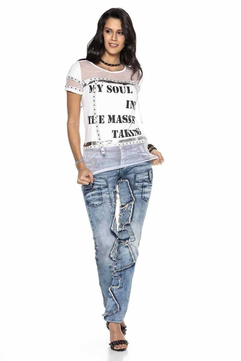 WD411 jeansy damskie z łatami