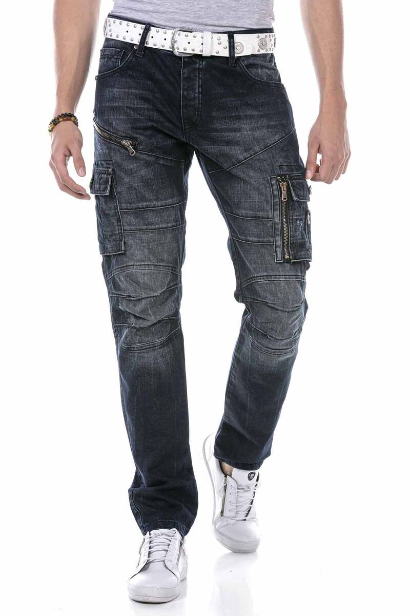 CD680 Herren Straight Fit-Jeans mit trendigen Cargotaschen