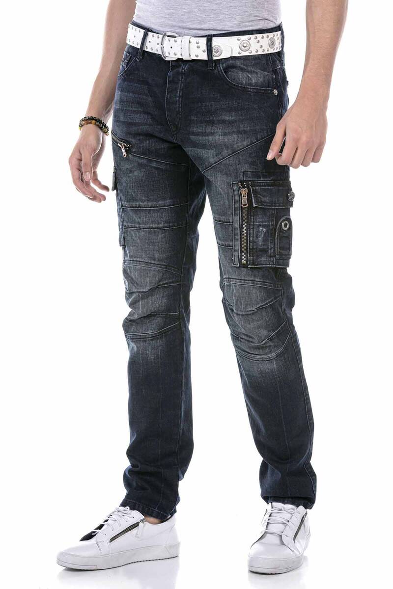 CD680 Herren Straight Fit-Jeans mit trendigen Cargotaschen