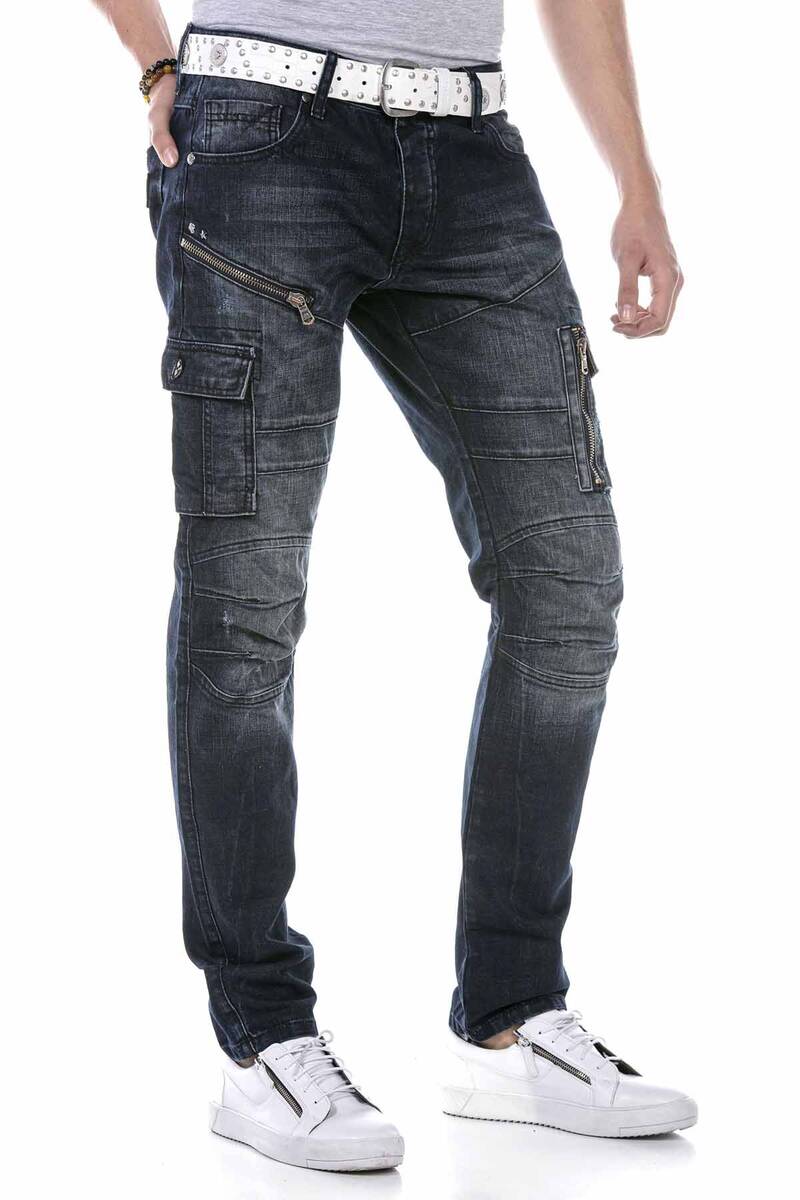 CD680 Herren Straight Fit-Jeans mit trendigen Cargotaschen