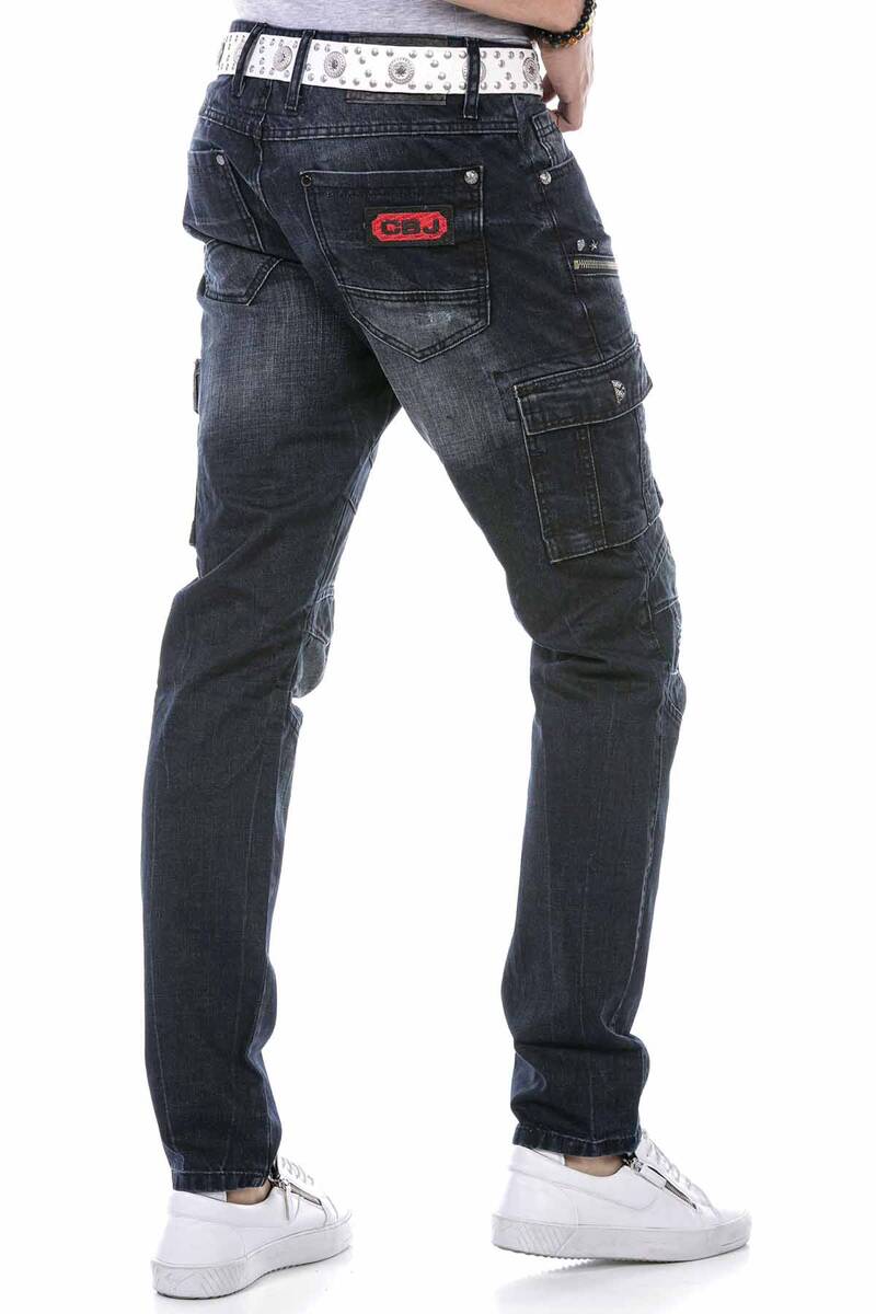 CD680 Herren Straight Fit-Jeans mit trendigen Cargotaschen