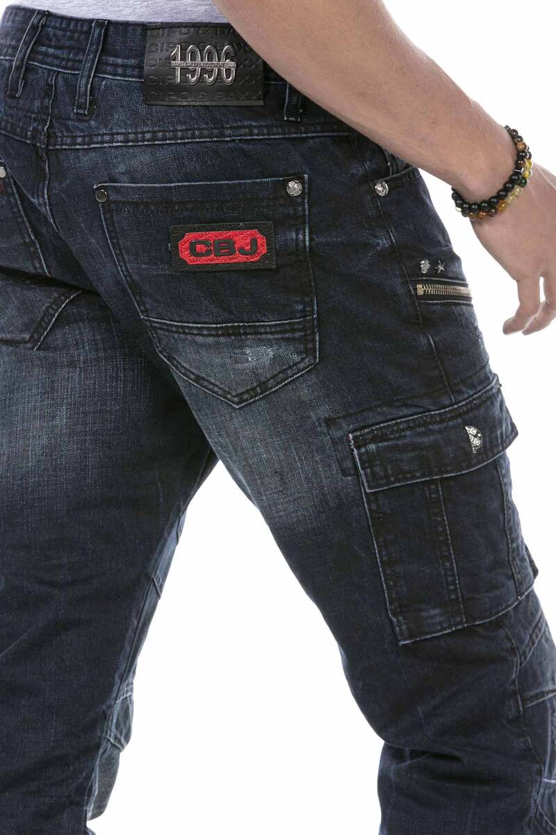 CD680 Herren Straight Fit-Jeans mit trendigen Cargotaschen